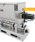Straight Up Heavy Duty Stainless Steel Paste Filling Mixer Machine With Auto Stir Hoppers close-up of motor and control panel.