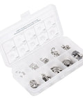 120 Piece External E Clip Circlip Retaining Ring Set Stainless Steel For Quick Fixes And DIY Projects One Point Five Mm To Ten Mm Range With Rustproof Burr Free Design For Indoor And Outdoor Use in a plastic case