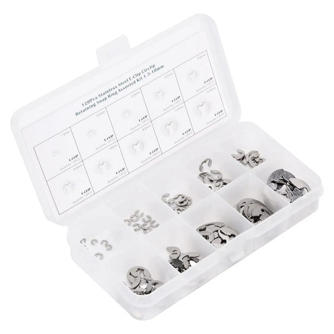 120 Piece E Clip Set In Stainless Steel External Retaining Rings Circlips From 1.5mm To 10mm With Smooth No Burr Edges