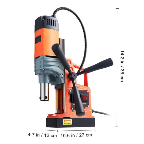 Heavy Duty Magnetic Drill Press Featuring A Badass 1300 Watt Motor Delivering Rock Solid 2810 Lbf Pull Force To Rip Through Thick Steel Plates Like Butter Daily, close-up view.