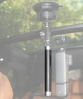 Go Anywhere Camera Extension Rod Mount One Quarter Inch Thread For Dash Cams And Action Gear Lightweight Aluminum Build Lock Down Male Female Adapter Five Point Nine Inches Long with a camera attached