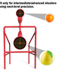 Three Eighths Inch Solid Steel Auto Reset Spinner Target For Centerfire Handguns Up To.44 Magnum And 9mm with orange and pear illustration