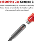 36 Inch Angled End Pry Bar With Textured Poly Handle showing hammer-ready steel striking cap with chisel end detail