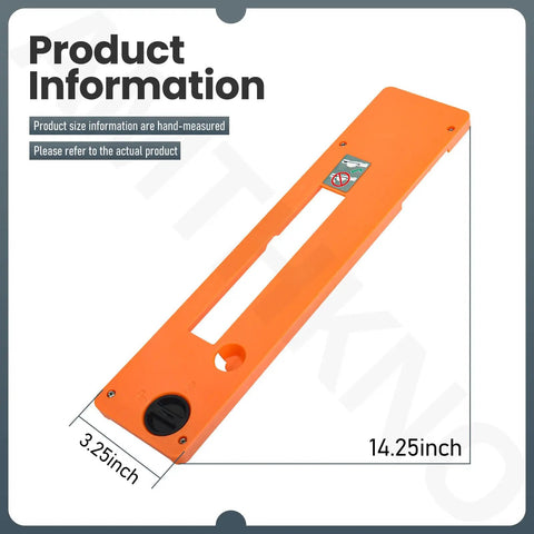 Table Saw Plate Dado Throat Kit 1 Inch Slot Width Replacement Part For Ridgid And Ryobi Table Saws Compatible With R4514 R4514T R4518 R4518T R4518NS Top Pick Pro Grade Install, orange plate dimensions shown