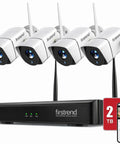 All In One WiFi Security Camera System With NVR Kit, 4 1080P Bullet Cameras, 2TB HDD Included, 2 Way Audio, AI Human Detection