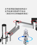 Premium Grade Rock Solid Articulating Monitor And Keyboard Mounting Tray featuring dual pivot arm mechanism and assembly details.