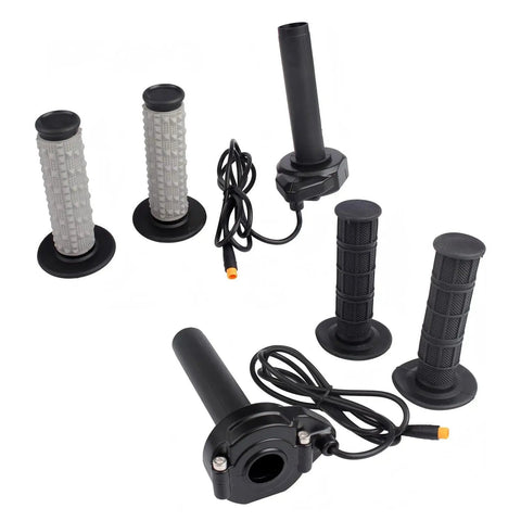Top Notch Ebike Full Twist Throttle Grip Set With Knobby Particle Texture For 22 Mm Handlebars Perfect Upkeep Ride And Fast Electric Bike Swapping, black and gray grips with cable