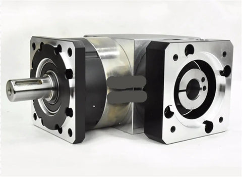 Premium Right Angle Planetary Gearbox Reducer For 80Mm Ac Servo Motor Running A Beefy 90 Degree Drivetrain With A Rock Solid 19Mm Input Shaft And Sweet Deal 15 1 To 100 1 Ratio, showcasing input shaft and gear casing.