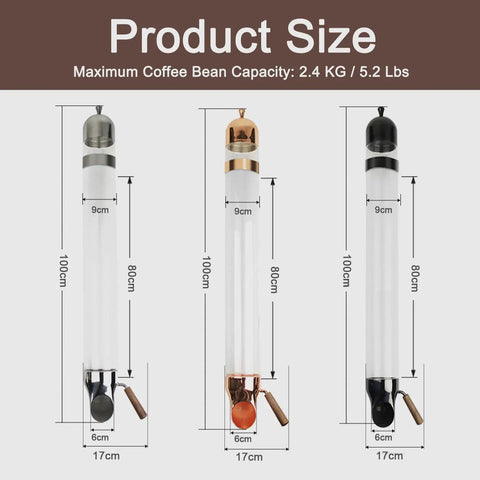 Wall Mounted Cereal And Coffee Bean Dispenser Set Black Two Pack Heavy Duty Dry Food Stash Container For Pantry Organization, size chart.