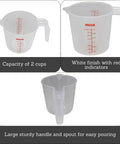 Two Cup Measuring Cup With Clear Ounces And Milliliters Markings For Liquid And Dry Ingredients Durable Polypropylene Kitchen Tool