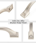 Close-ups of 10 Pack 3 Inch Brushed Nickel Cabinet Pulls Satin Nickel Cabinet Handles showing solid metal finish and design details