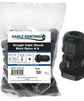 Pack of Nylon Cable Glands 3.5-6mm Straight 7 PG Thread, black nylon, IP68, flame retardant, RoHS compliant, industrial use