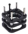 DIY Router Table Base With Four Jaw Clamping Aluminum Alloy Lifting System For 64 To 66mm Motors Stable Router Base For Small Trimming Machines And Mini Gong Machines, black aluminum base with steel posts
