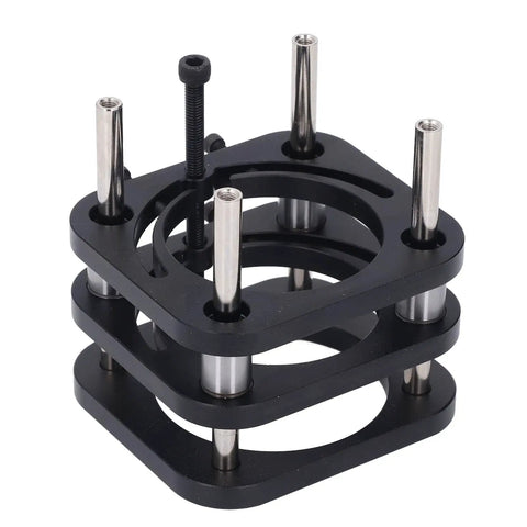 DIY Router Table Base With Four Jaw Clamping Aluminum Alloy Lifting System For 64 To 66mm Motors Stable Router Base For Small Trimming Machines And Mini Gong Machines, black aluminum base with steel posts