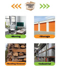 Clear Stretch Wrap Film Rolls With Built In Handles 5 Inch X 1000 Feet 45 Gauge Self Sealing Packing Film Goes On Smooth As Butter And Makes Securing Boxes A Real Breeze 12 Pack uses in moving, storage, bundling firewood, and industrial settings.