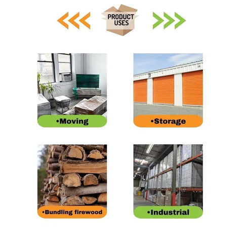 Clear Stretch Wrap Film Rolls With Built In Handles 5 Inch X 1000 Feet 45 Gauge Self Sealing Packing Film Goes On Smooth As Butter And Makes Securing Boxes A Real Breeze 12 Pack uses in moving, storage, bundling firewood, and industrial settings.