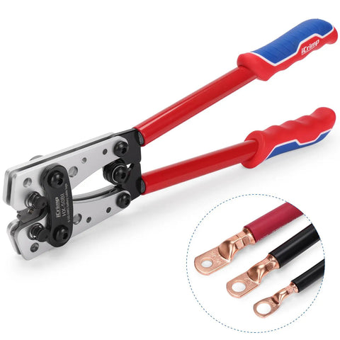 Beast Mode Heavy Duty Cable Lug Crimping Tool For AWG 8 To 1/0 Battery Cables Copper And Aluminum Lugs Compatible No Welding Required