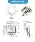 Heavy Duty Panel Lock For Stainless Steel Toolbox 1 Piece Keeps Your Tools Safe And Sound With Easy Install Front Panel Security Latch Durable Tool Box Lock For Home Garage Shop Cabinets with dimensions and design features shown.