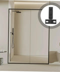 Bathroom with glass shower features Heavy Duty Shower Door Hinge Stainless Steel Dual Hole Pivot Hinge adjustable hardware.