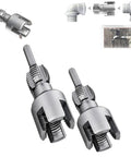 Kick Butt Plumbing Work With This Heavy-Duty PVC Pipe Threader Set showing dual cutting tools, alloy steel for 1/2 and 3/4 inch pipes.