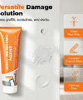 2026 Upgrade Drywall Repair Kit With Scraper For Quick Hole Patching And Wall Mending Spackle Set With Scraper For Holes Cracks And Stains DIY Wall Repair Made Easy Comprehensive Patch And Fill Solution Three Piece showing tube and wall application.