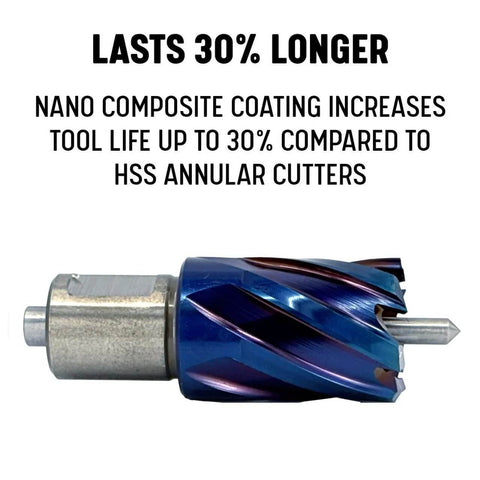 Drill America blue nano-coated annular cutter, 5/8 in diameter by 2 in length
