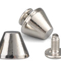 Badass Barrel Spikes And Screw Back Studs 30 Sets Silver Zinc Alloy hardware kit featuring shiny cone spikes and screws.
