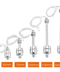 Water Level Sensor Float Switch For Vertical Mounting, Stainless Steel Construction, Liquid Level Controller For Tanks.