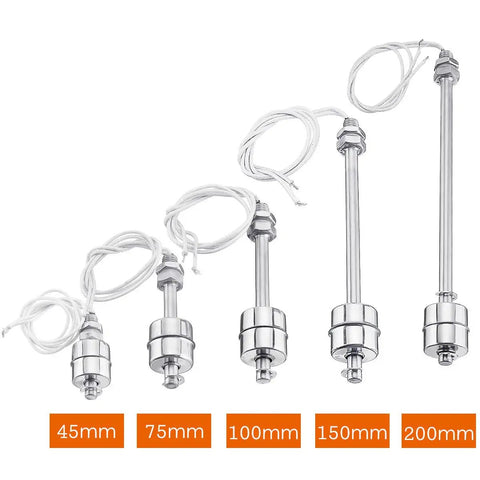 Water Level Sensor Float Switch For Vertical Mounting, Stainless Steel Construction, Liquid Level Controller For Tanks.