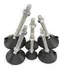 Beefy Adjustable Lathe Leveling Feet With Rock Solid Swivel Base And Articulating Legs M14 Thru M24 Threads, set of six.
