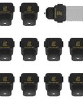 Silicone Sock Set For 3D Printer Hotend 10 Pack High Temp Sleeve For A1 And A1 Mini, black covers with heat warning labels.