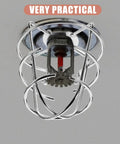 Heavy Duty Tough As Nails Fire Sprinkler Head Covers Screw Type Protector Cage 2 Pack installation view showing silver iron cage.