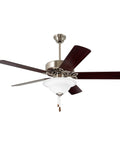 Traditional Style 42 Inch Five Blade Ceiling Fan In White With Frosted Globes And Light Kit Includes Three CFL Bulbs Quick Attach Blades