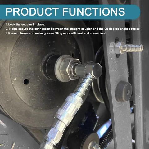 90 Degree Grease Coupler Adapter for Grease Guns 3 Jaw Fitting Tool connecting machinery in tight space