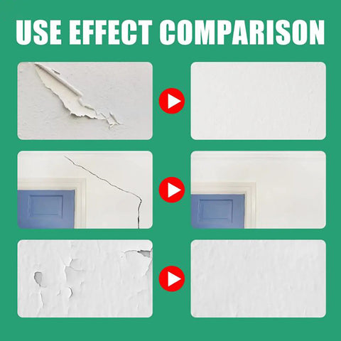 Image showing effect comparison of fast drying wall repair paste with scraper for all surfaces waterproof crack resistant spackle.