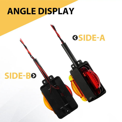 Angle display of Two Pack Prewired Trailer Fender Lights Amber Front And Red Rear LEDs High Visibility Clearance Marker Lamps