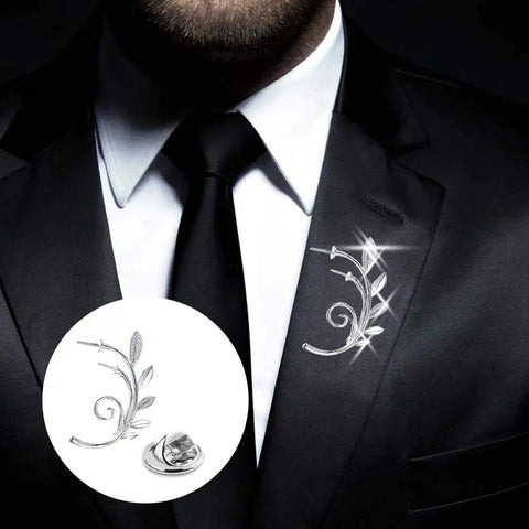 50 Piece Bulk Haul Of Top Shelf Metal Pin Backs Featuring Grip Tight Locking Clasps Perfect For Custom Lapel Pins And Enamel Badges displayed on a suit.