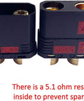 Qs8 Anti Spark High Current Connector Set For RC Toys And Drones Includes Male And Female Sockets with 5.1 ohm resistor.