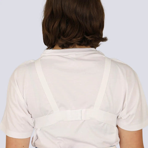 Back view of Lightweight Women's Fencing Chest Guard With Adjustable Elastic Straps, Comfy Breathable Foam Shield For Foil Epee Sabre Gear