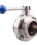 Sanitary Butterfly Valve With Pull Handle Stainless Steel 304 Tri Clamp Clover Two Point Five Inch Tube OD for food processing.