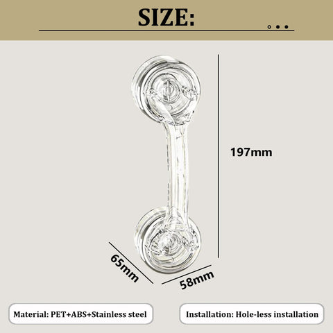 Strong Suction Cup Handle For Glass Doors And Windows Cabinets And Refrigerators No Drilling Installation, PET+ABS, 197mm length
