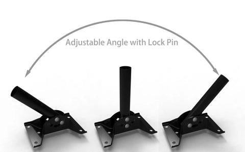 Adjustable Antenna Mounting Pole For Outdoor Wall Or Eave Installations with Heavy Duty Weatherproof Steel Bracket showing adjustable angle