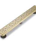 28 Inch Linear Shower Drain Gold Rectangular Channel With V Shape Design For Fast Drainage In Shower Rooms 304 Stainless Steel cUPC Certified Drain Base Not Included