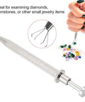 Pro Grade Four Prong Bead Picker Tool Stainless Steel Prong Holder shown grabbing gemstones