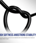 Close-up of black PU tubing with a knot, illustrating flexibility, part of 1/4 Inch OD Air Line Kit With Push To Connect Fittings For Air Compressors.