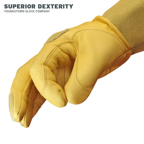 Grippy Leather Utility Work Gloves With Long Cuff For Men Kevlar Lined For Superior Cut And Puncture Resistance Flame Resistant Arc Rated X Large