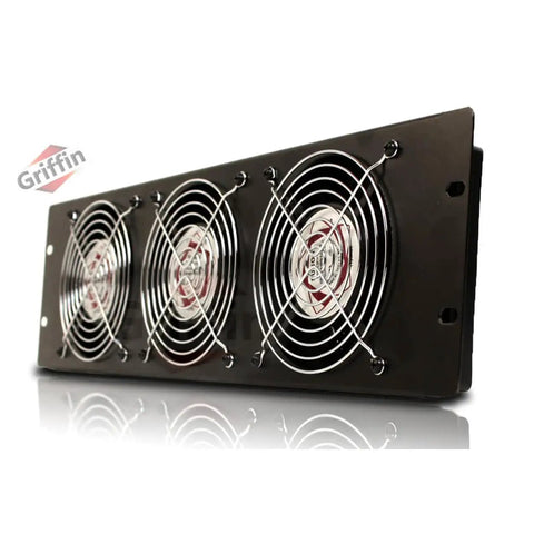 UltraQuiet Edition 3U Rackmount Cooling Fan System With Triple Exhaust Fans for studio gear and DJ PA amps, side view
