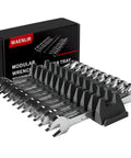 Magnetic Modular Wrench Organizer Set With Wrench Holder And Drawer Rack, Metric And SAE Labels, Strong Neodymium Magnets