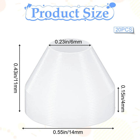 Image showing dimensions of 20 Pack White Nonstick Pen Bushings For Woodturning, Precise 11mm Height And 14mm Diameter Set