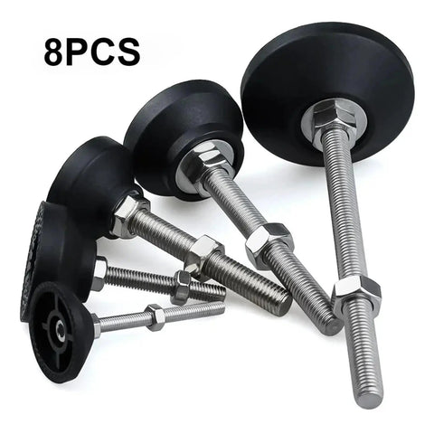 Heavy Duty Adjustable Leveling Feet With Swivel Base And Precision Thread Mount, 8PCS set, designed for stable setup on uneven floors.